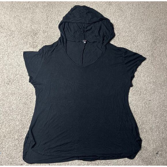 Women’s Size 3X Cleo Black Hooded Thin Flowy Blouse - Picture 1 of 3